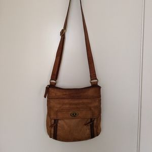 Fossil brown leather crossbody purse vintage